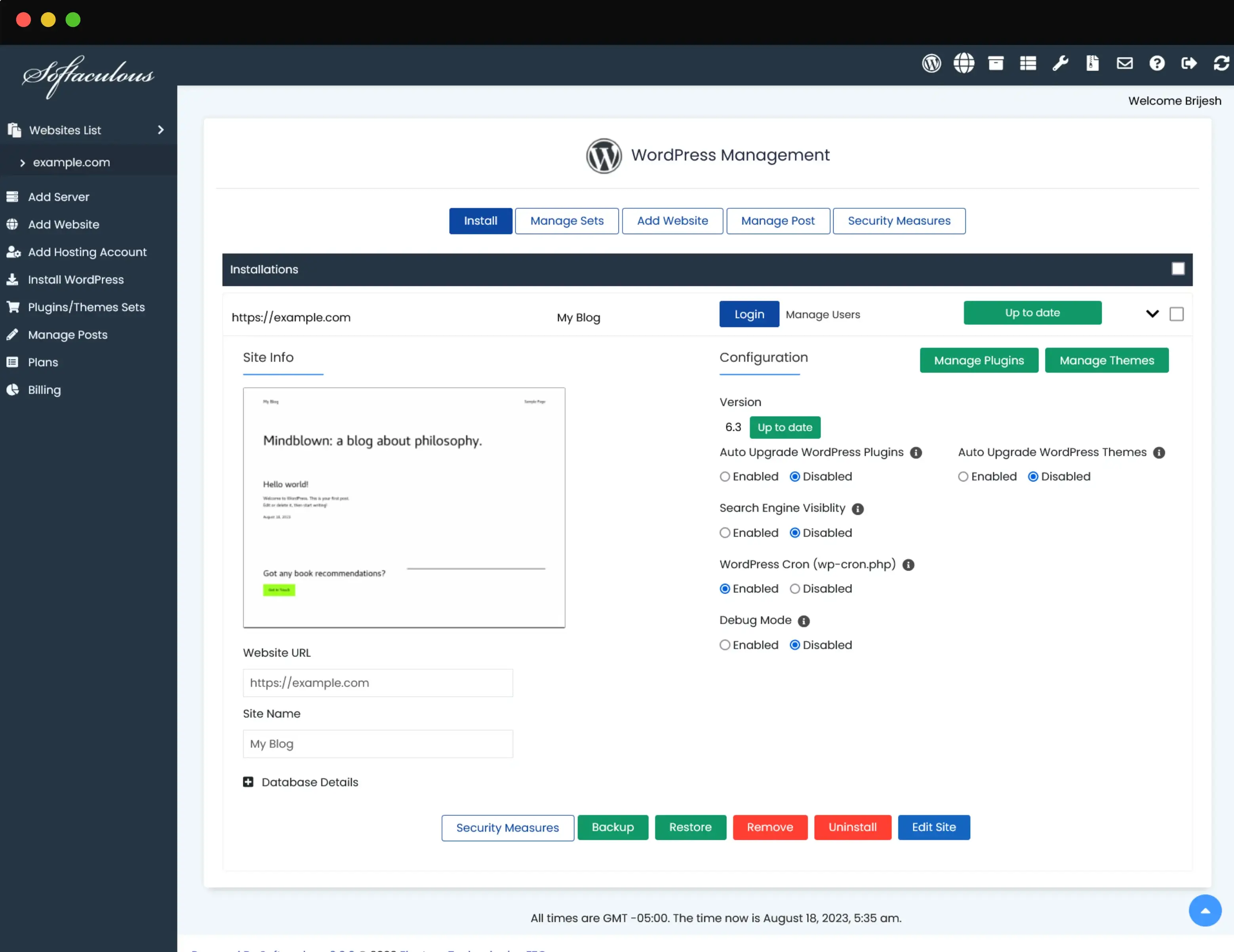 Panel de control DirectAdmin — gestión de dominios, correo y estadísticas